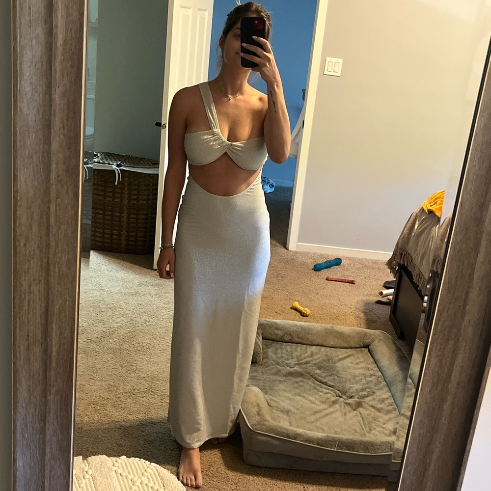 We Wore What - Off white sparkle dress